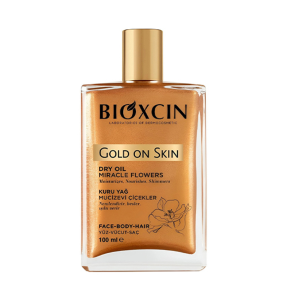 روغن شاین دار بیوکسین سری gold on skin برای صورت، بدن و مو 100 میل