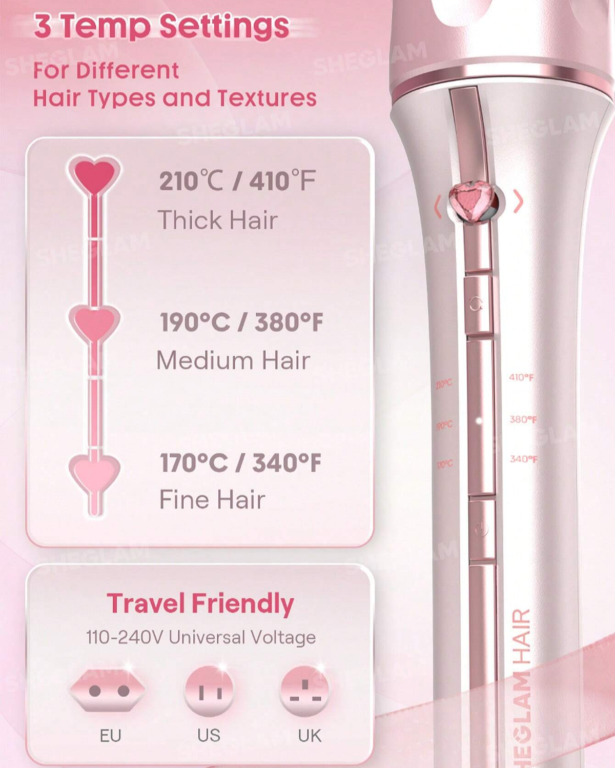دستگاه کرلی مو صورتی شیگلم (ONE TOUCH INSTANT CURLER Sheglam) - Image 8
