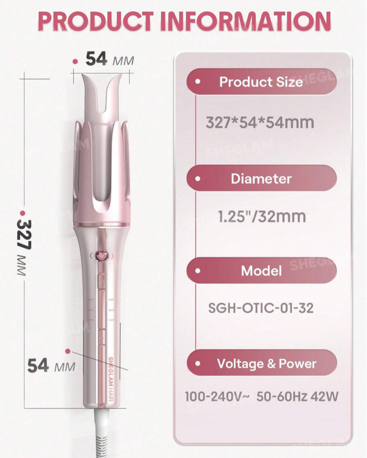 دستگاه کرلی مو صورتی شیگلم (ONE TOUCH INSTANT CURLER Sheglam) - Image 10
